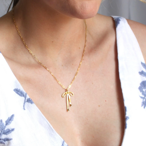 Gold Bow Pendant Necklace