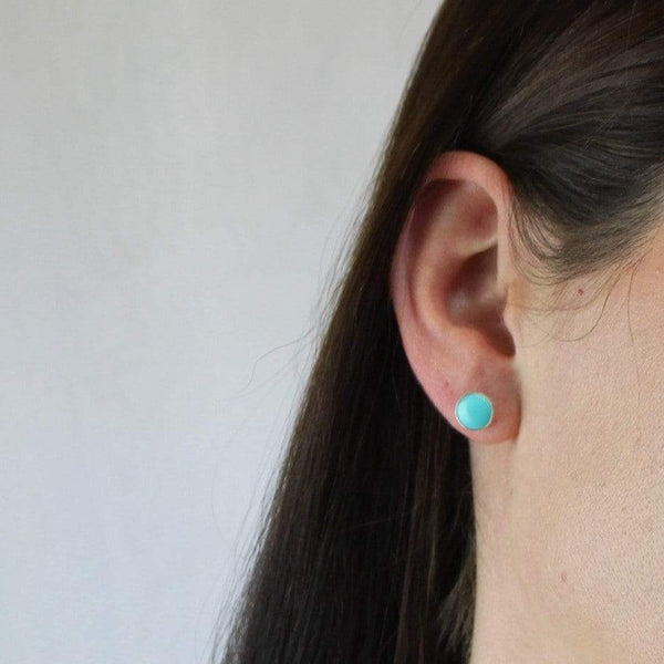 thumbnail image 2 of Lebensquelle Plus 6mm Turquoise Ball Stud Earrings – 925 Sterling Silver 2 of 5