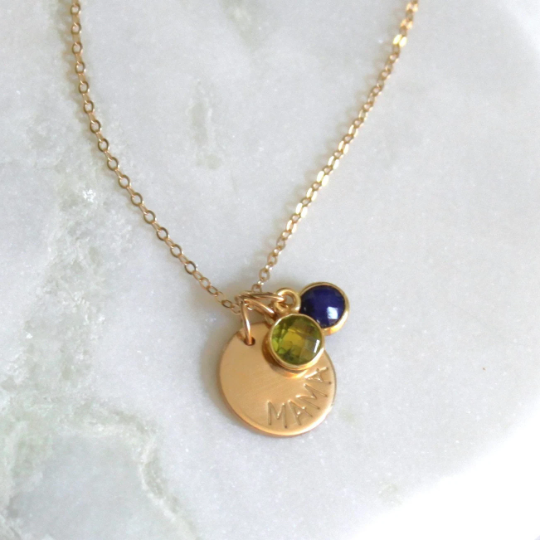 Birthstone and Mama Necklace
