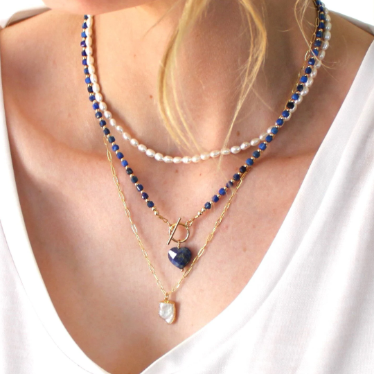 Natural Lapis Lazuli Toggle Necklace