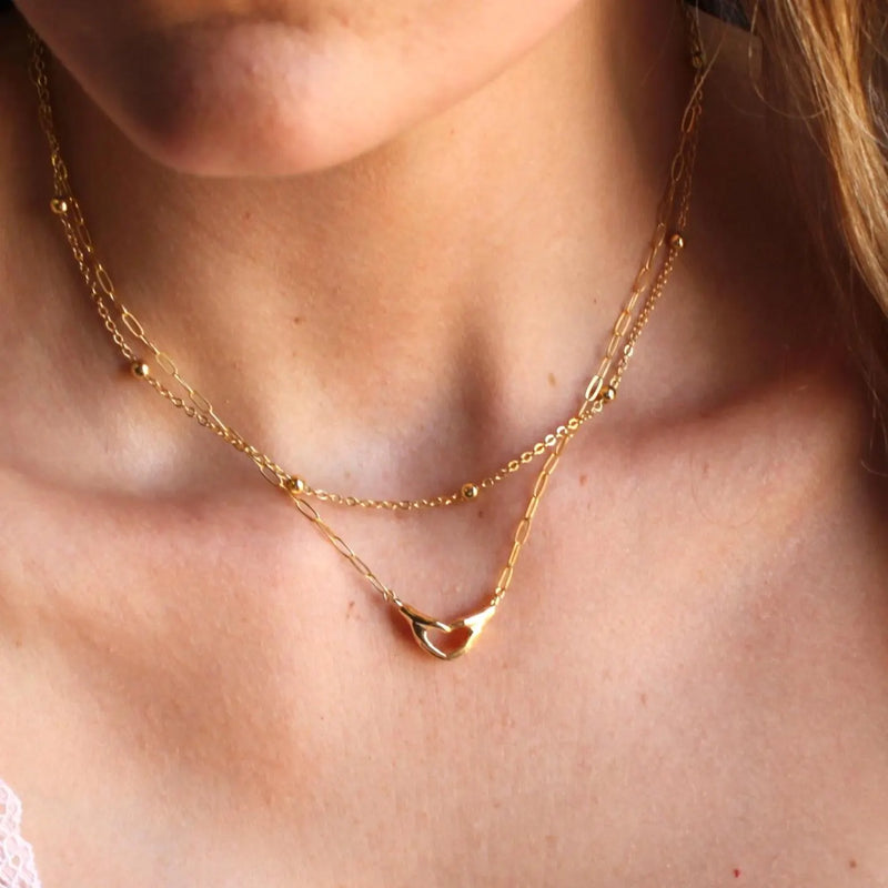 Gold Beaded Chain Necklace