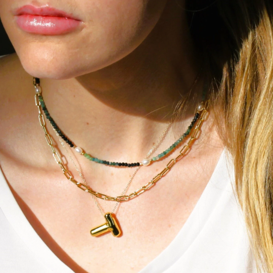 Genuine Blue Tourmaline Beaded Necklace