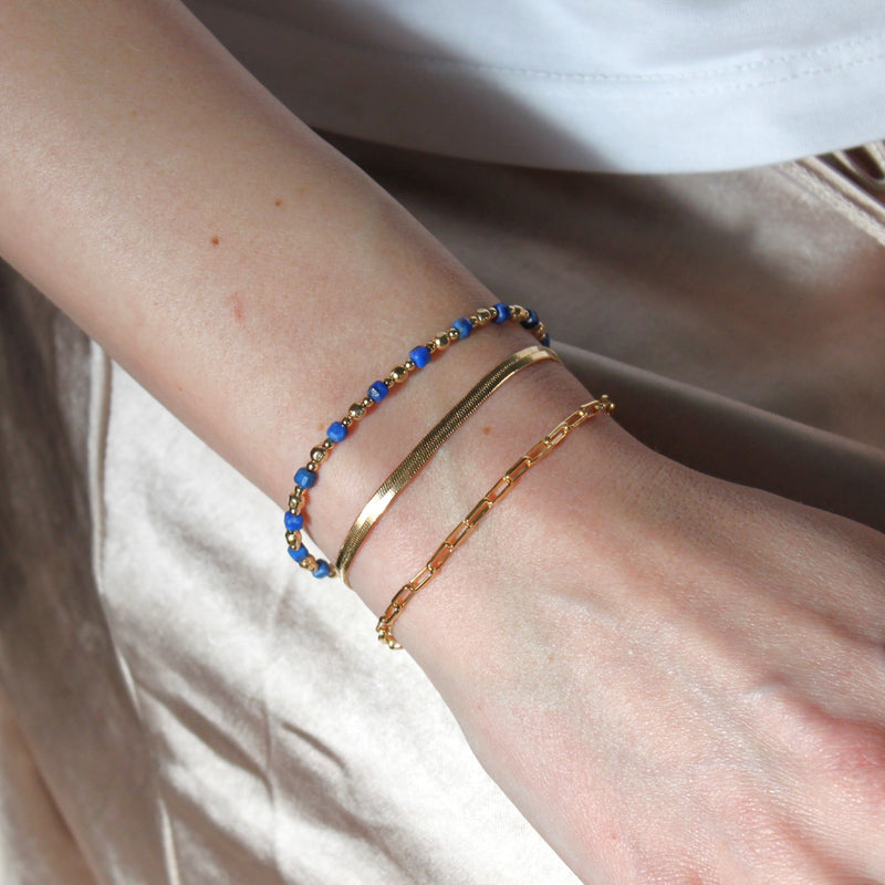 Beaded Lapis and Gold Bracelet