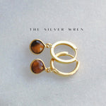 Tigers Eye Huggie Hoop Earrings