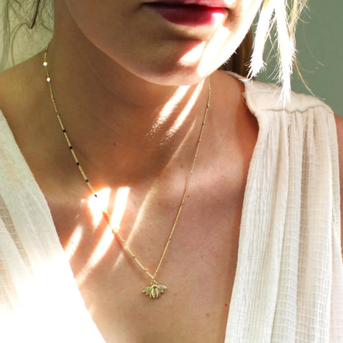 Gold Bee Pendant Necklace