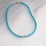 Beaded Turquoise and Gold Necklace