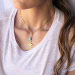 Cori Turquoise and Gold Lariat Necklace