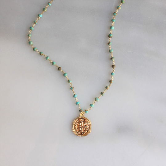 Taryn Turquoise Rosary Necklace