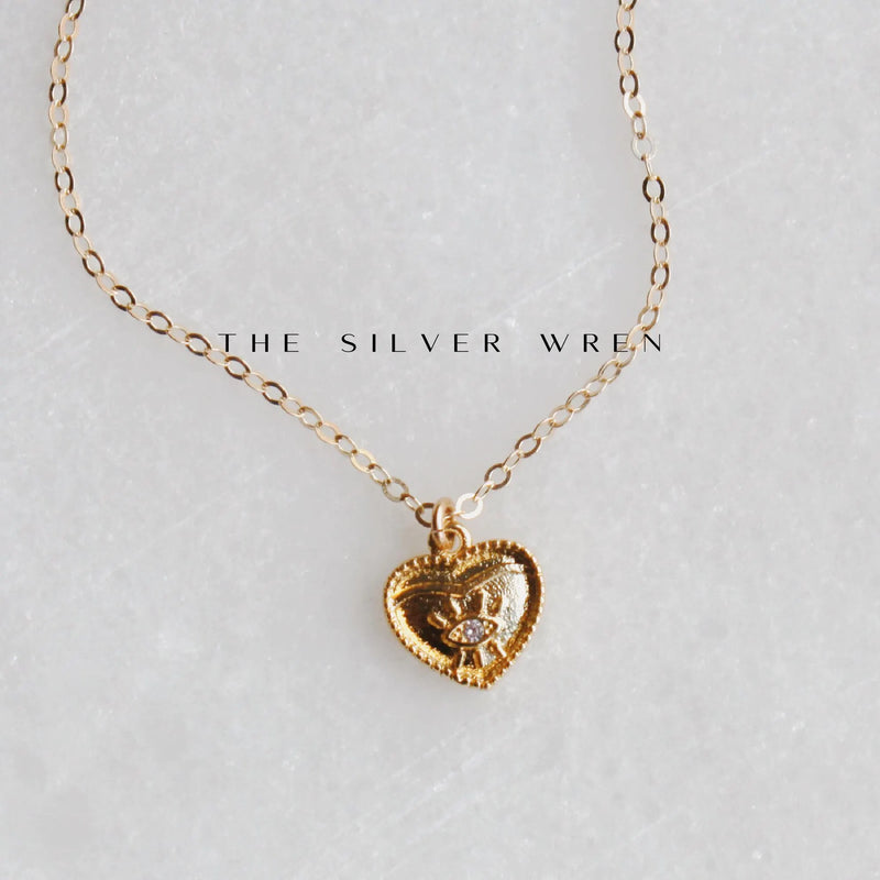 Tiny Heart Evil Eye Necklace