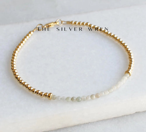 Beaded Jade and Gold Bracelet