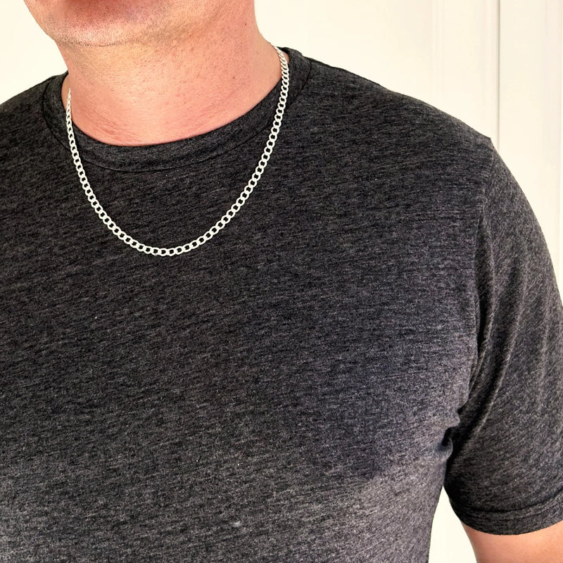 Men's 5mm Sterling Silver Curb Chain Necklace