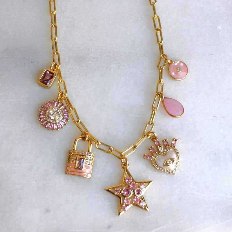 Pink Multi Charm Necklace