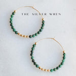 Beaded Malachite Hoop Earrings