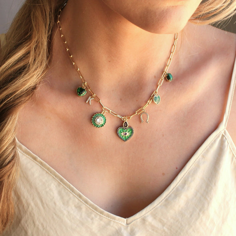 Green Multi Charm Necklace