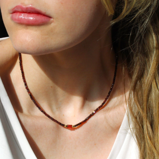 Jules Beaded Garnet Necklace