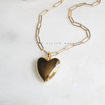 Gold Heart Long Pendant Necklace