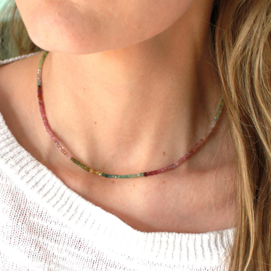 Natural Tourmaline Beaded Necklace