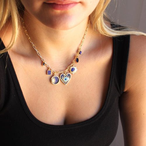 Lapis Multi Charm Necklace