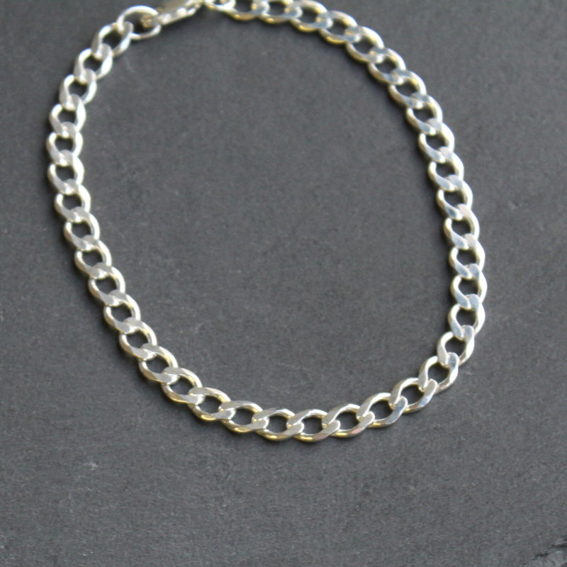 Men's 5mm Sterling Silver Curb Chain Bracelet