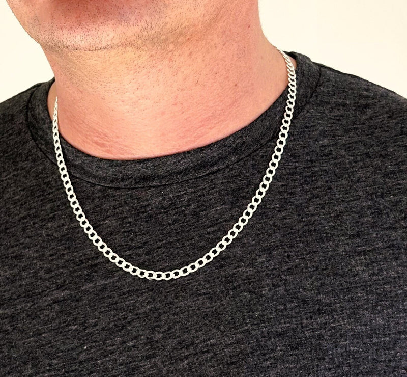 Men's 5mm Sterling Silver Curb Chain Necklace