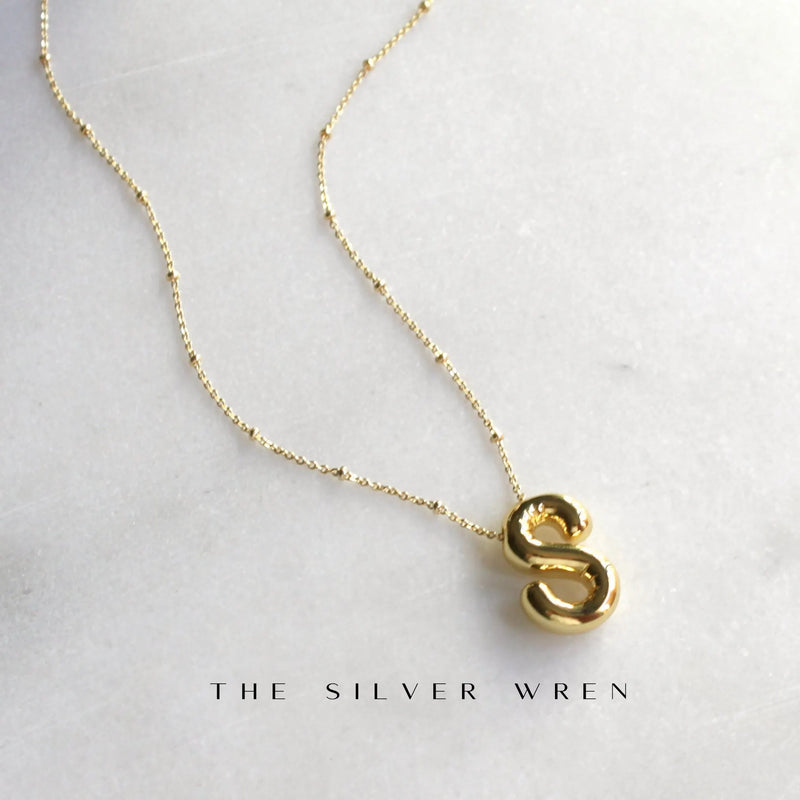 Bubble Letter Initial Necklace