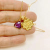 Birthstone and Flower Pendant Necklace