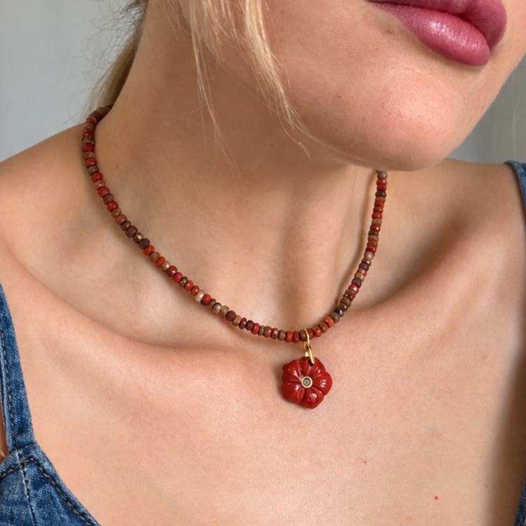 Pippa Red Jasper Semi Precious Necklace
