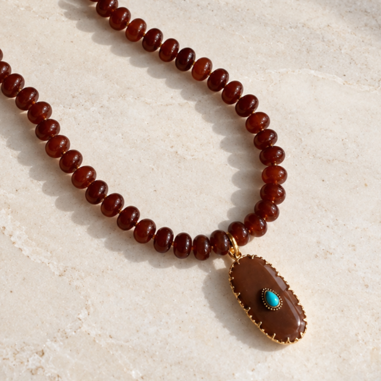 Sorrel Beaded Stone Candy Necklace