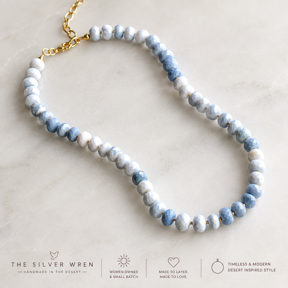 Open Sky Blue Opal Beaded Necklace