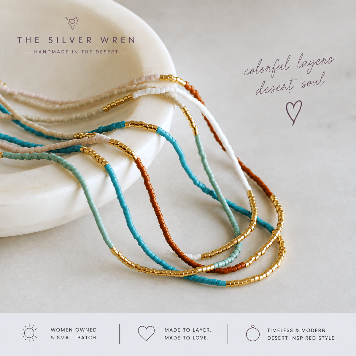 Lithe Beaded Necklace - Choose  your color