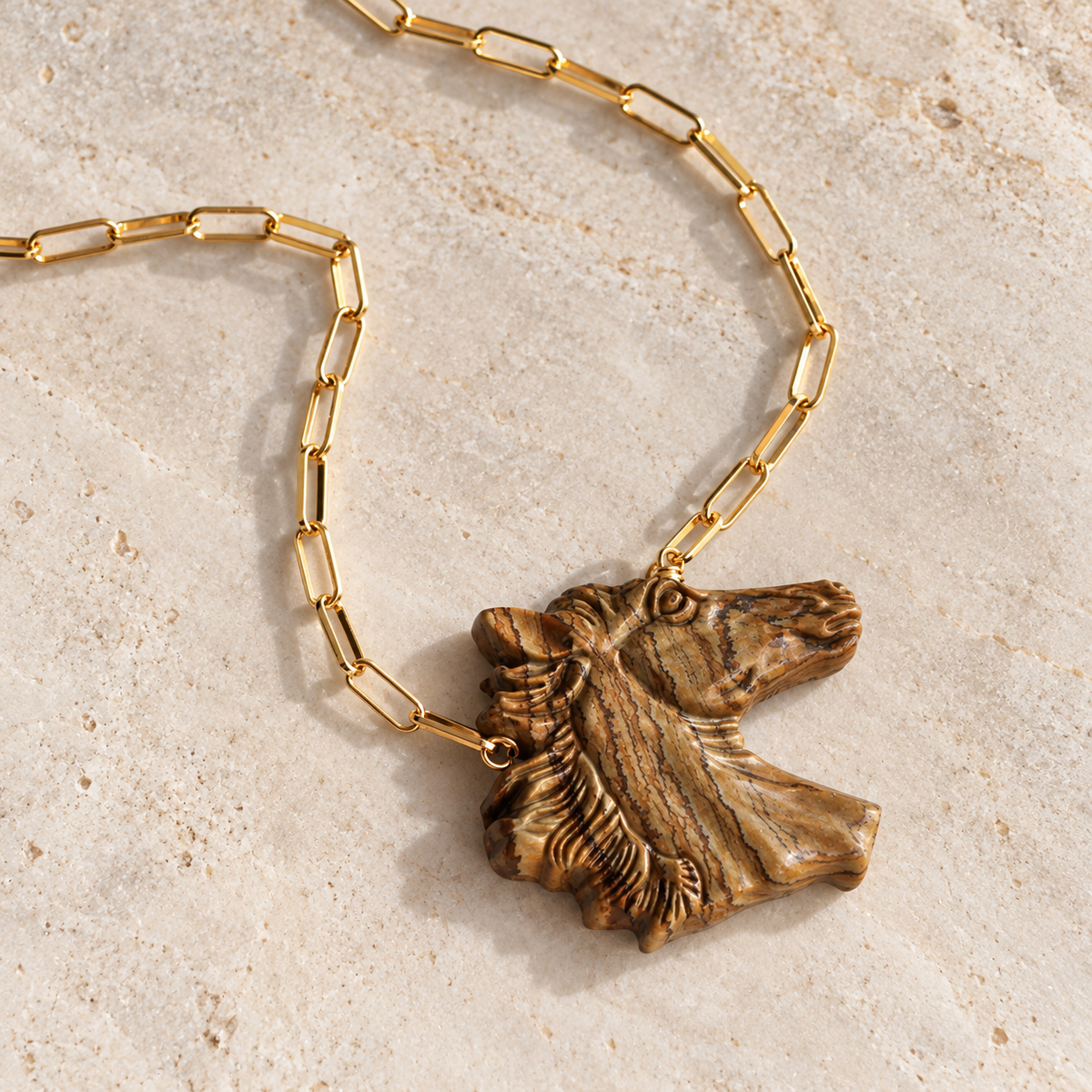 Renegade Picture Jasper Horse Necklace