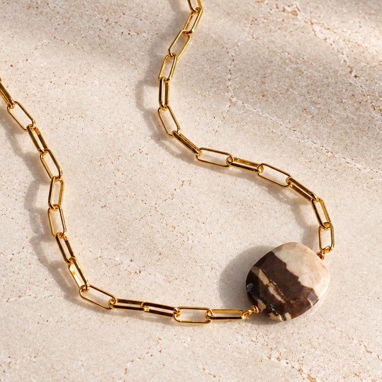 Zebra Jasper Pendant Necklace