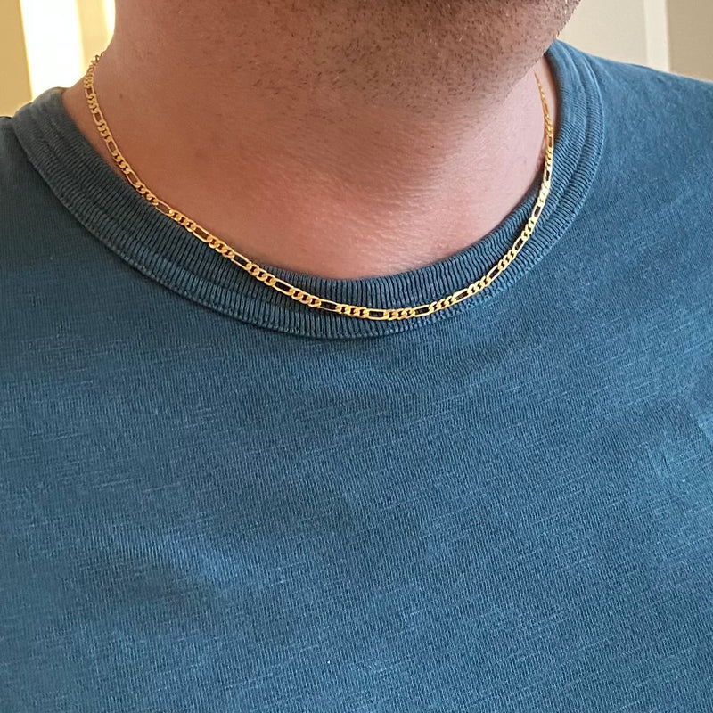 Men's 3mm Figaro Gold Chain Necklace