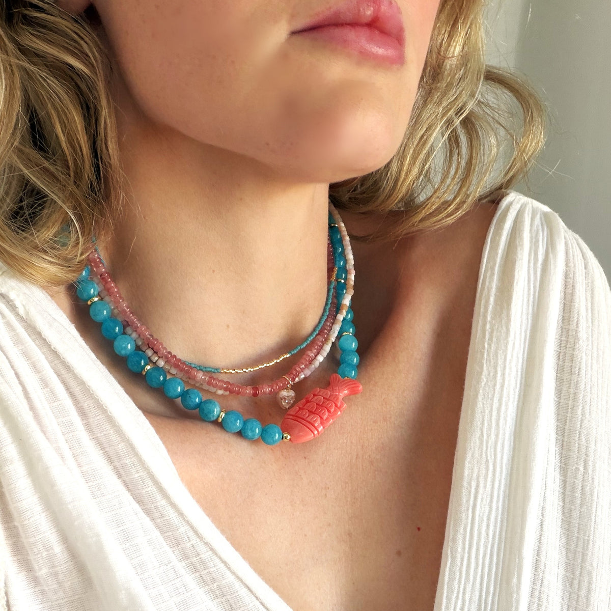 Essie 2 Beaded Fish Necklace