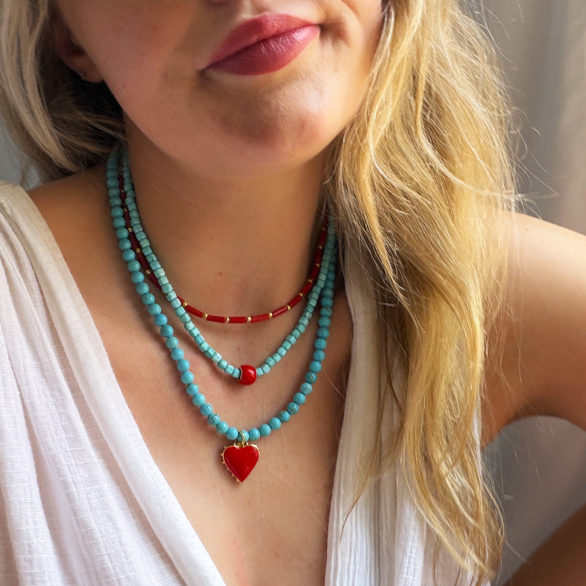 Red Coral Layering Necklaces