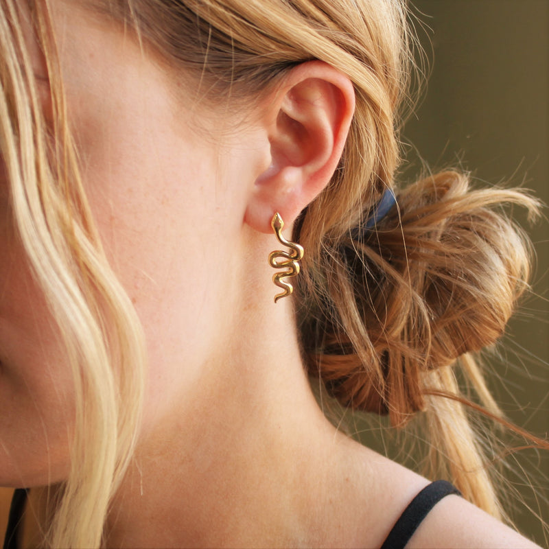 Gold Snake Stud Earrings