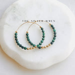 Beaded Malachite Hoop Earrings