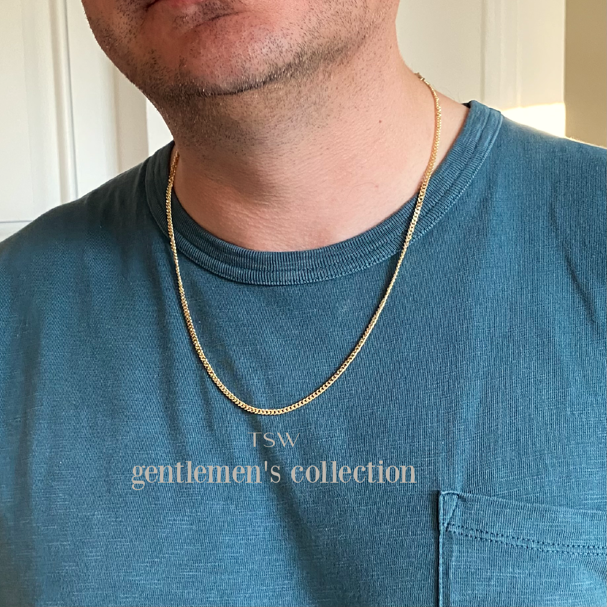 3mm Gold Curb Chain Necklace for Men – The Silver Wren