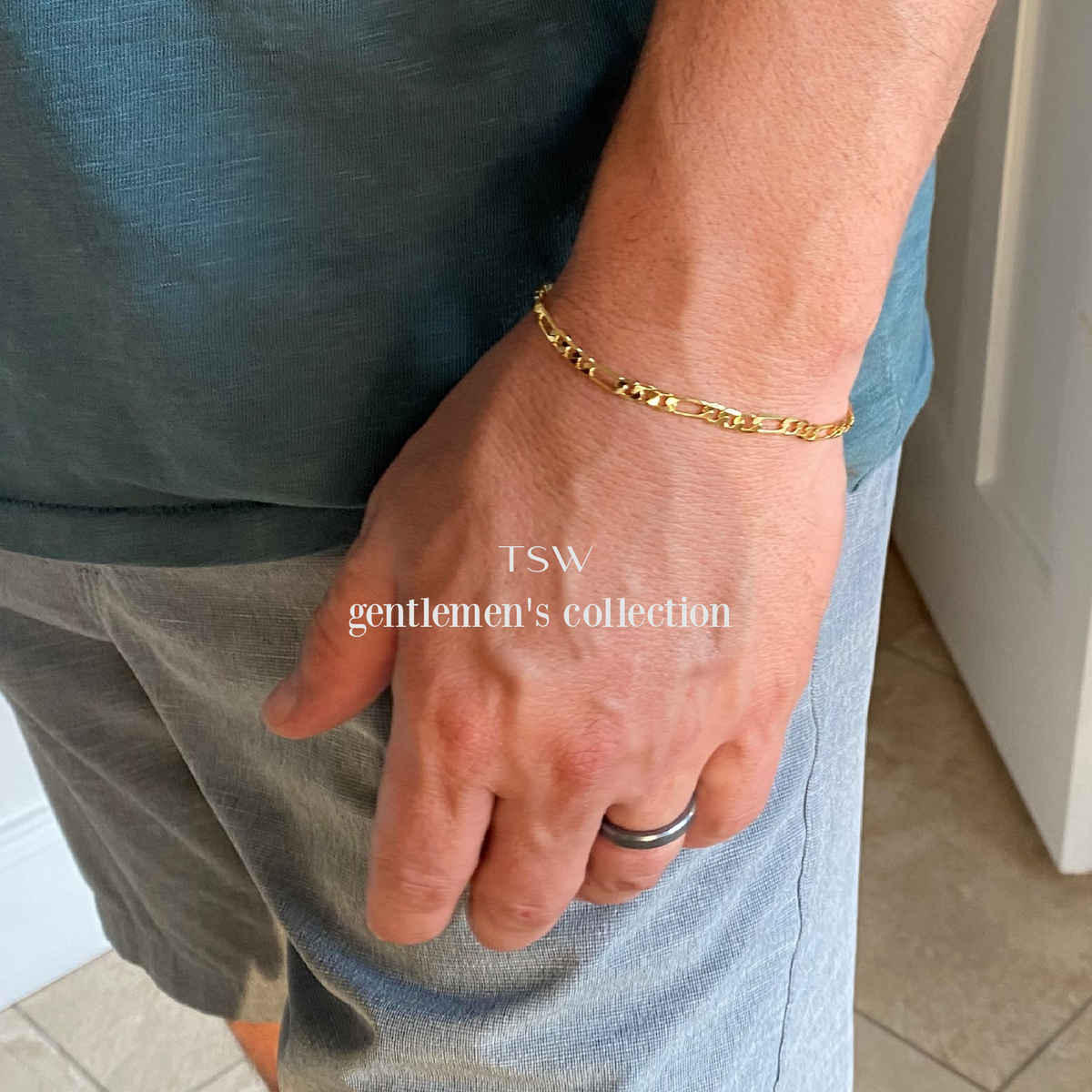 Men's 4mm Figaro Gold Chain Bracelet