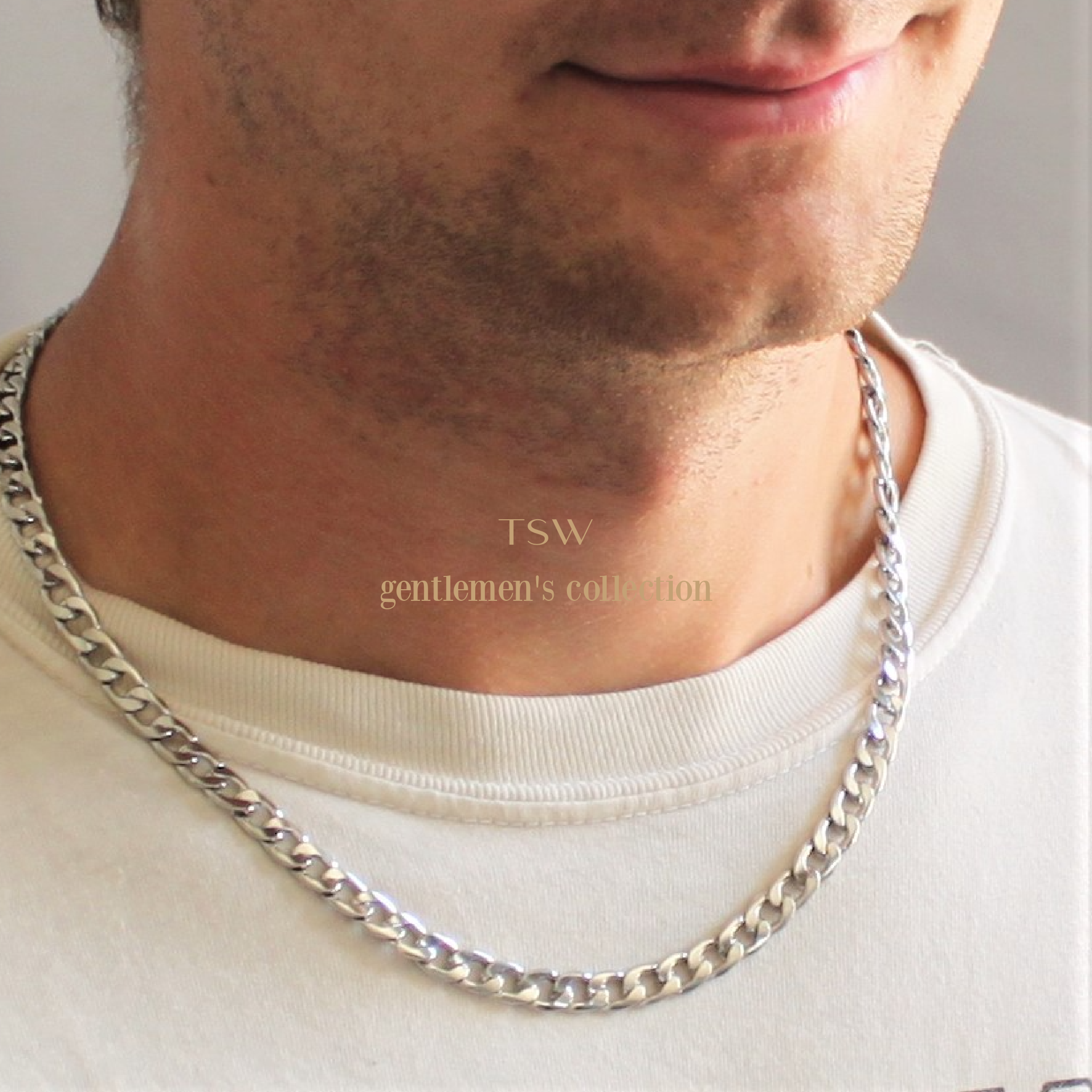 Men's Cuban Link Chain Necklace – The Silver Wren - Main Image