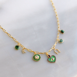 Green Multi Charm Necklace