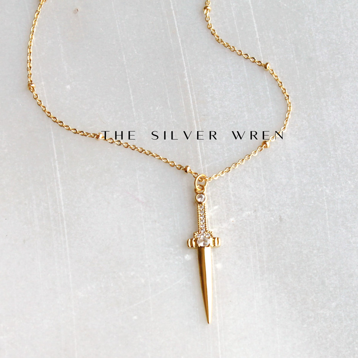 Gold Sword Pendant Necklace