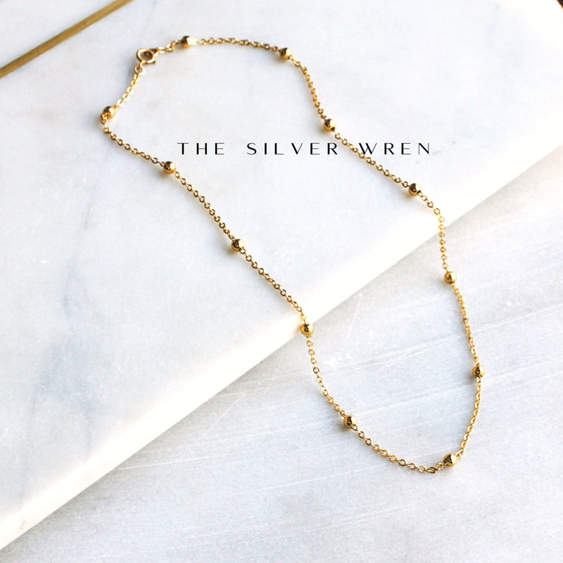 Gold Beaded Chain Necklace