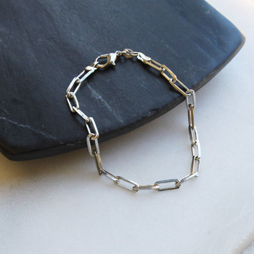 Men's 5mm Paperclip Silver Chain Bracelet