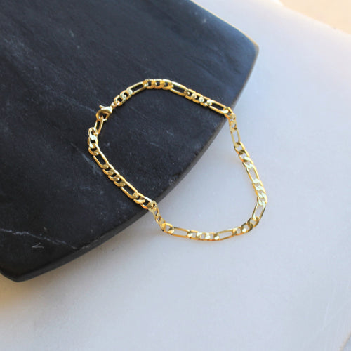 Men's 4mm Figaro Gold Chain Bracelet