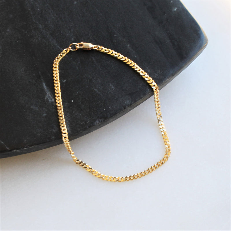 Men's 3mm Curb Chain Gold Bracelet