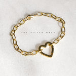 Heart Charm Holder Gold Chain Bracelet