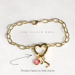 Heart Charm Holder Gold Chain Bracelet