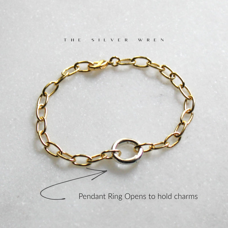 Two Tone Charm Holder Gold Chain Bracelet