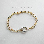 Two Tone Charm Holder Gold Chain Bracelet